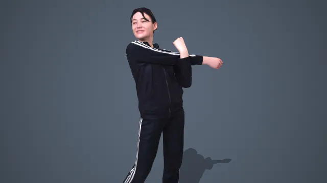 活力运动风套装女性舒展动作 3D 模型