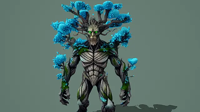 奇幻风格蓝花树精战士3D模型