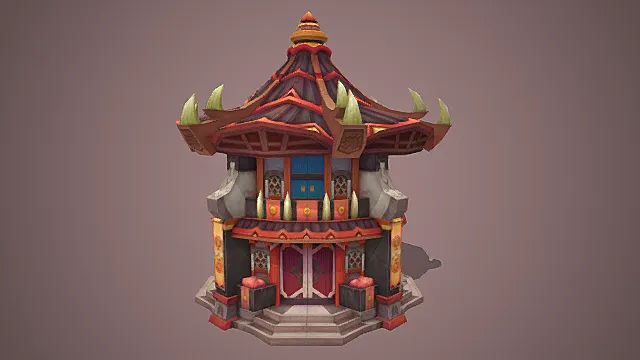 国风暗黑游戏妖域奇楼建筑模型