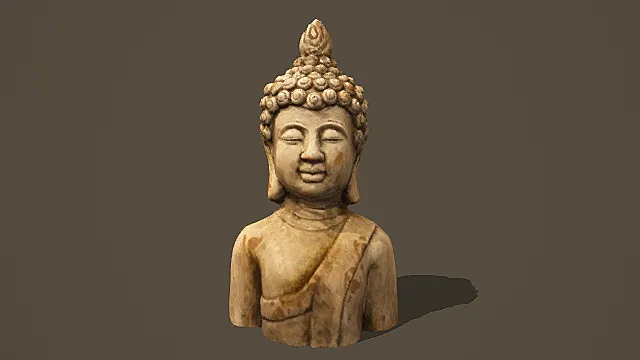 复古做旧石佛头摆件3D模型