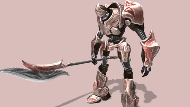 巨型战士大刀武器穿有铠甲的怪物模型动画