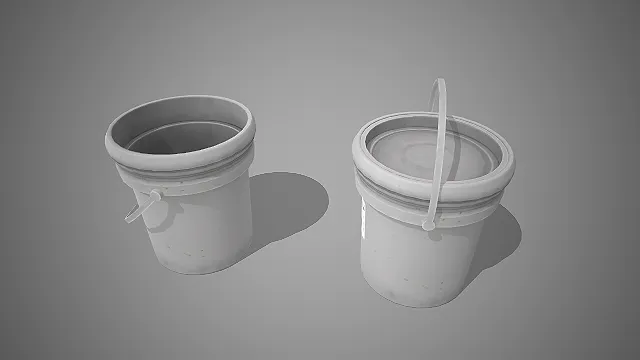 白色塑料桶  储物桶  工业耗材  便携带盖款