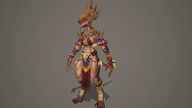 蛮荒祭典风格蜥人女祭司模型