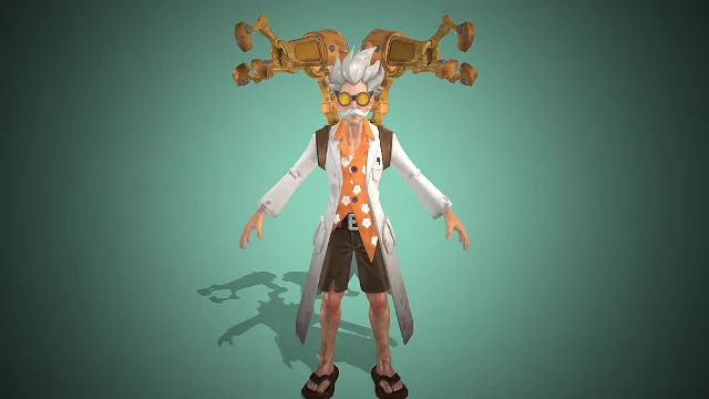 蒸汽朋克风  科学家  3D 男性角色  机械装置