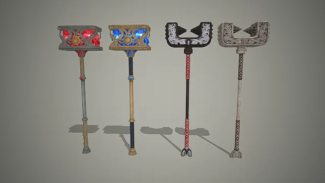 晶核战锤四件套  重型武器  复古雕花框架  宝石点缀