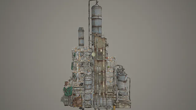 废土风格工业炼油厂设施3D模型