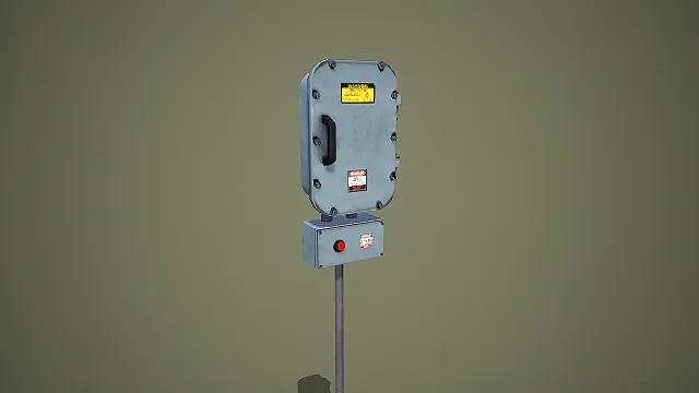 户外立柱式防爆高压配电箱 3D 模型 工业电气柜场景道具