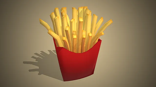 一个卡通风格的薯条模型  快餐小吃