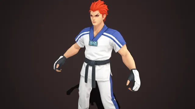 跆拳道风格  武道系格斗游戏角色  蓝白拼色  蓝纹装饰  经典设计  传统武道元素  