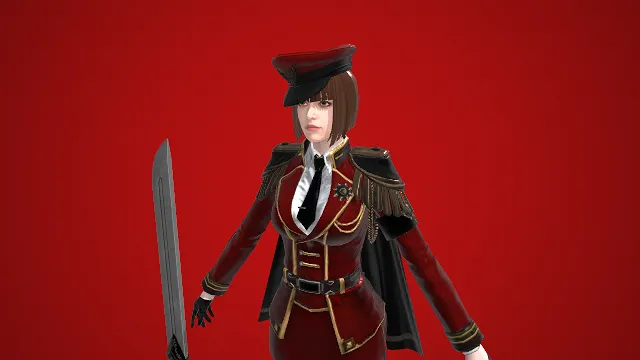 军礼服  女性 3D 战斗角色  军系元素  长剑  威严凌厉  军事奇幻  黑丝战靴  披风