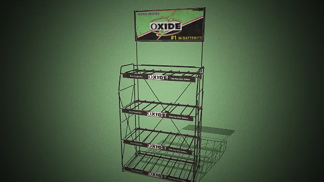 一个复古做旧电池展示架3D模型