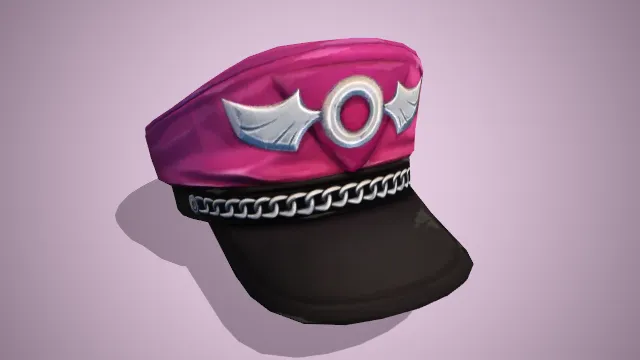 粉色带沿帽画有锁链小翅膀装饰