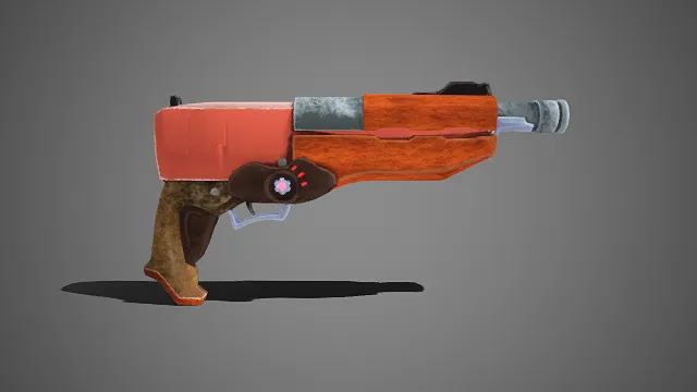 混搭风格  科幻手枪  木质外壳  金属部件  改装藏品  废土科幻  枪械模型