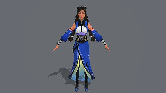 侠女刺客英雄：蓝白侠装月纹装饰外观