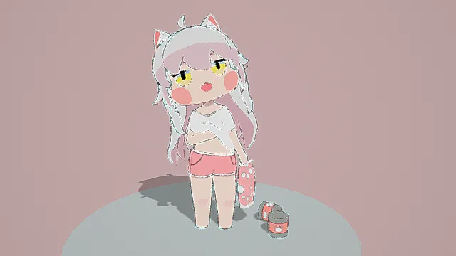 Q版萌系风格猫耳少女模型