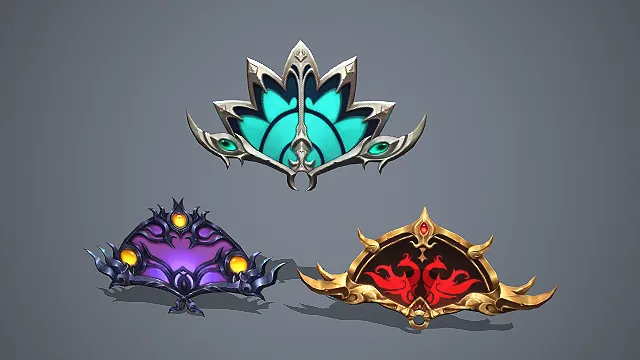 三款古风华丽折扇武器模型 仙侠国风装饰道具资源