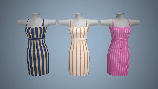 吊带包臀裙  条纹  复古干练风  修身版型