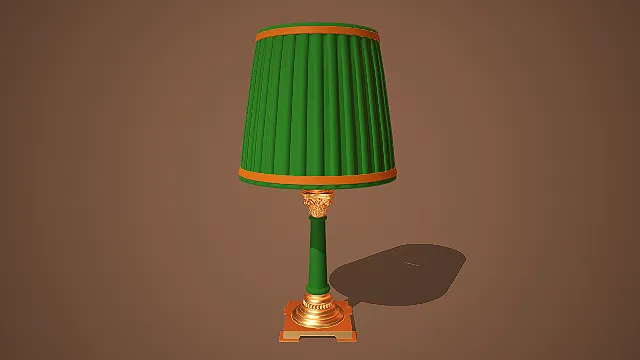 欧式复古绿金撞色科林斯柱式百褶灯罩台灯装饰模型