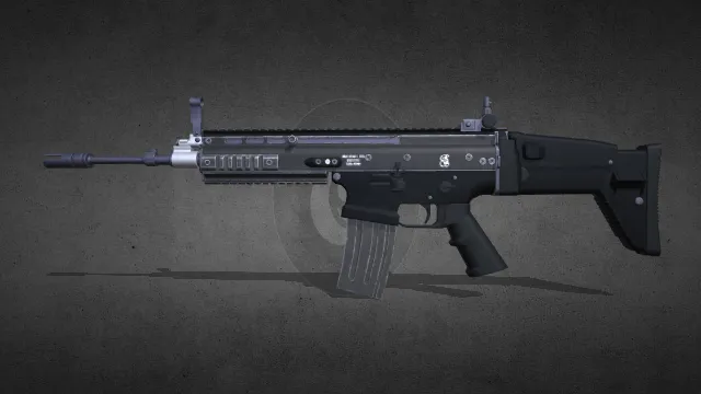 SCAR 系列战术突击步枪带导轨与垂直握把写实枪械 3D 模型