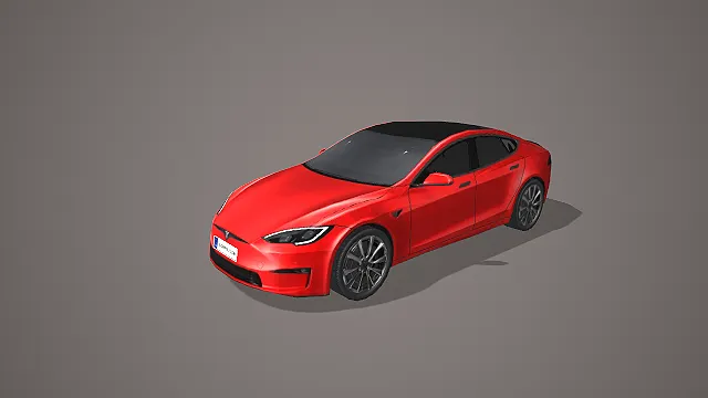 红黑特斯拉 Model S 纯电轿车带科技感造型写实模型