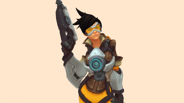 卡通风格化女性角色抢手武器人物