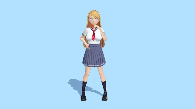 二次元穿校服可爱女高中生  少女中学生