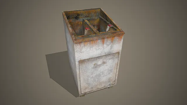 双格金属水槽  做旧锈蚀质感  厨房道具  实用容器