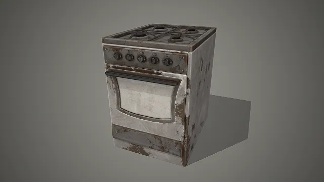 做旧不锈钢燃气灶  嵌入式烤箱门  锈蚀质感  厨房电器