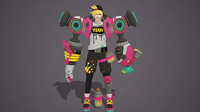 赛博涂鸦机械师角色模型