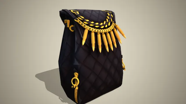 黑色带花纹背包金色锁链子弹做装饰