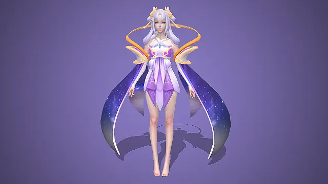 《王者荣耀》中法师英雄嫦娥的 “寒月公主” 皮肤 3D 模型