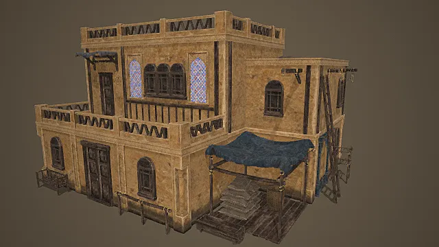 西域风情错层观景商住建筑模型