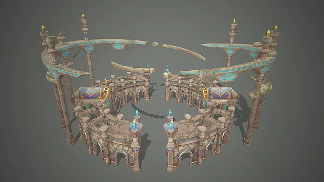 魔法风  环形祭坛  浮空回廊设计  藤蔓苔藓