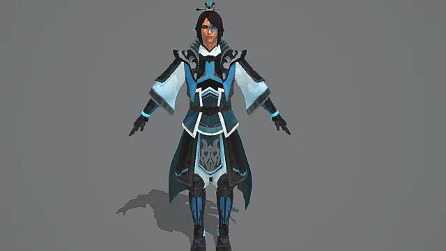 冰澜战将·冷峻型玄甲谋士套装