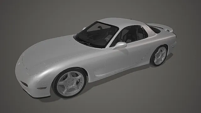 写实白色运动跑车模型 