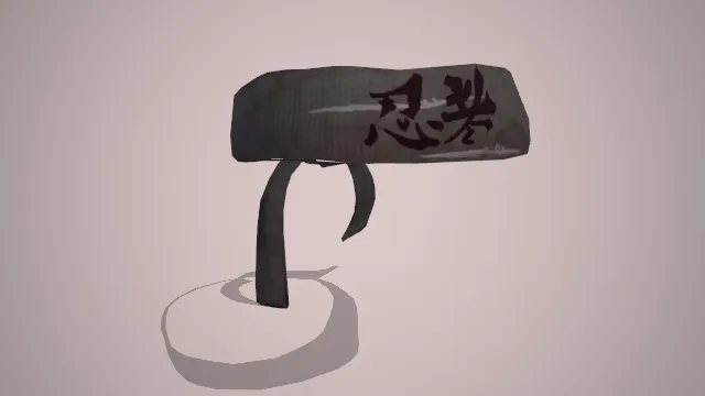 灰色发带有忍者两字装饰