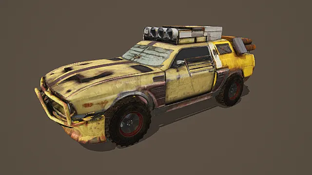 复古废土改装越野战车3D模型