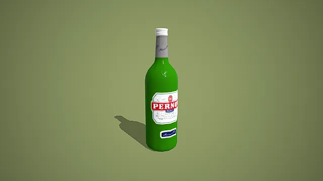 潘诺茴香利口酒绿瓶 3D 低多边形法国苦艾酒模型