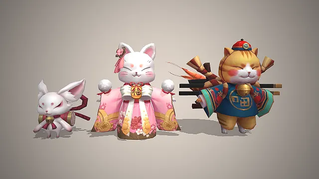 和风萌宠式神  日式和服  招财猫  游戏召唤兽
