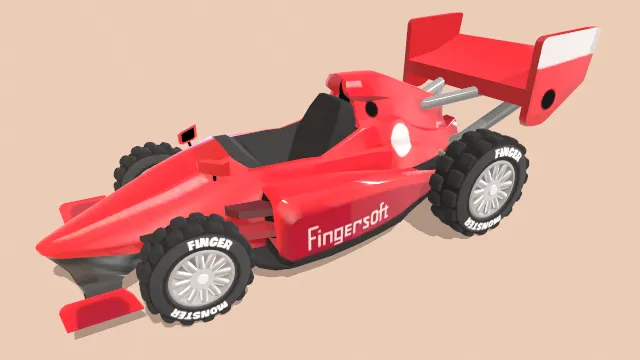 卡通风格化HCR赛车汽车卡丁车模型