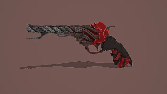 暗黑邪典风魔纹左轮手枪3D模型