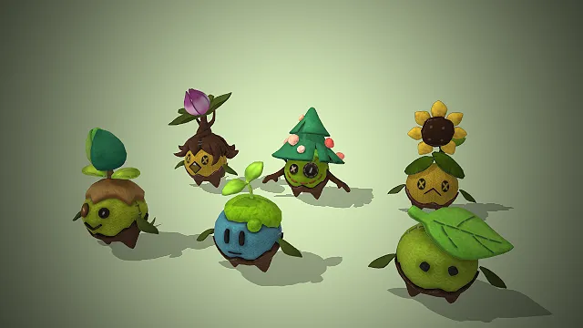 玩偶  植物造型  卡通风格  拟人化表情