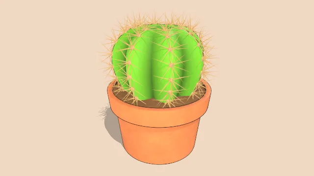 卡通风格化仙人球仙人掌植物盆栽