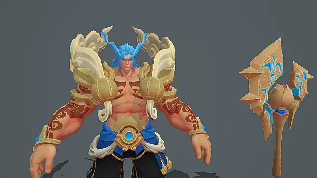 蓝龙金铠战神：云纹巨斧神话套装