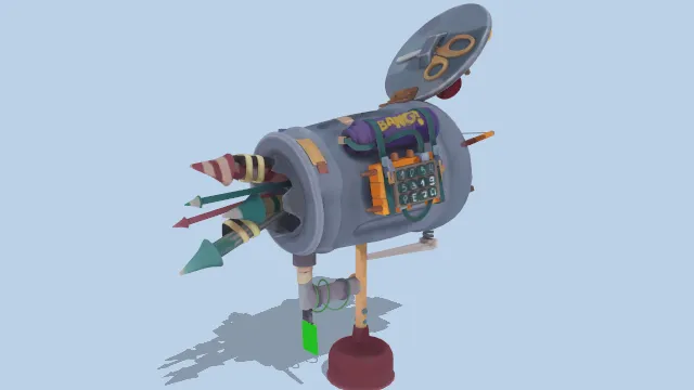 风格化垃圾桶改装玩具炮弹火箭筒道具