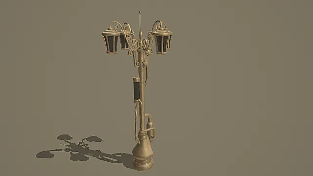 复古欧式雕花铁艺路灯3D模型