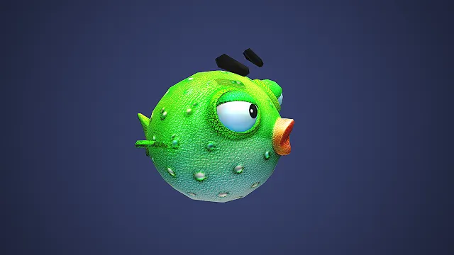 Q版河豚  游戏模型  卡通拟人化  傲娇神态