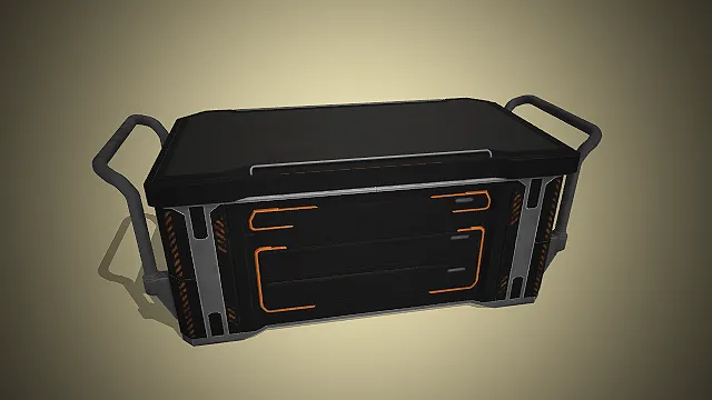 一个未来科技感的金属储物箱模型