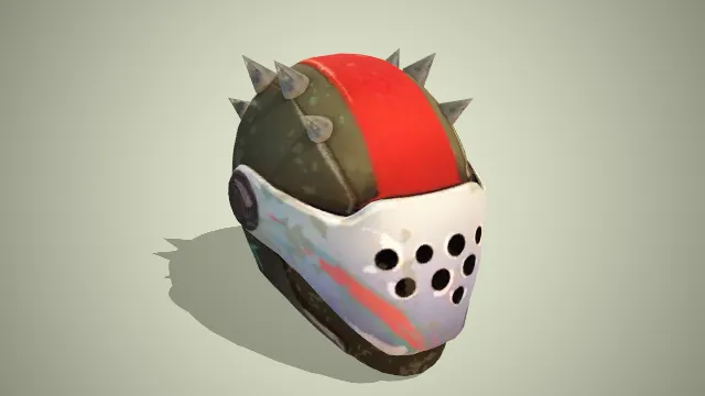 绿色头盔口鼻部位为有空铁皮装饰