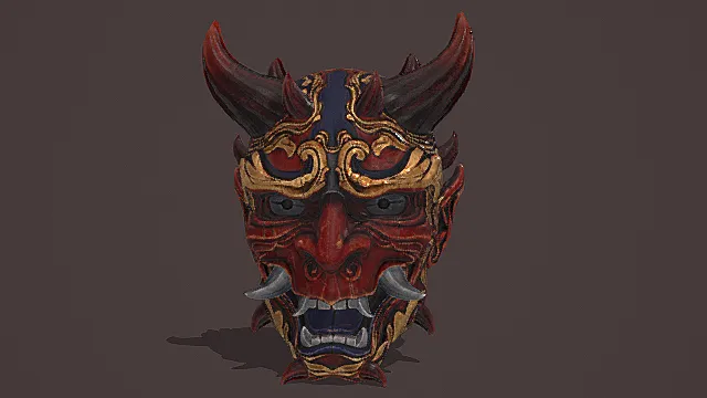 日式妖异风格鬼面面具模型